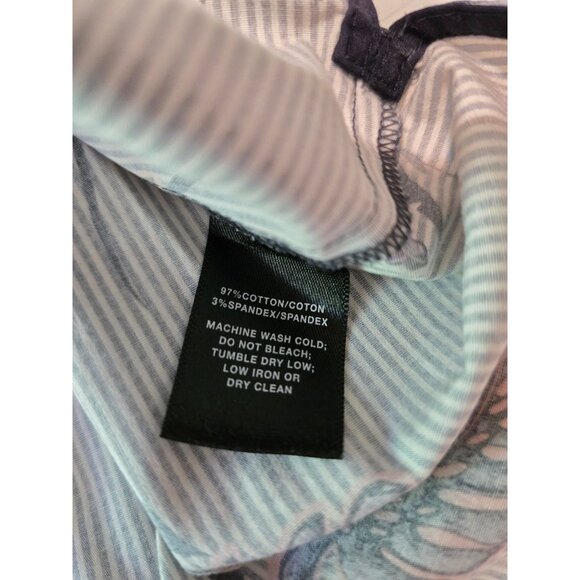 Lafayette 148 Floral Stripe Blouse Womens 16 Blue Multicolor 3/4 Sleeve Career - Picture 4 of 6